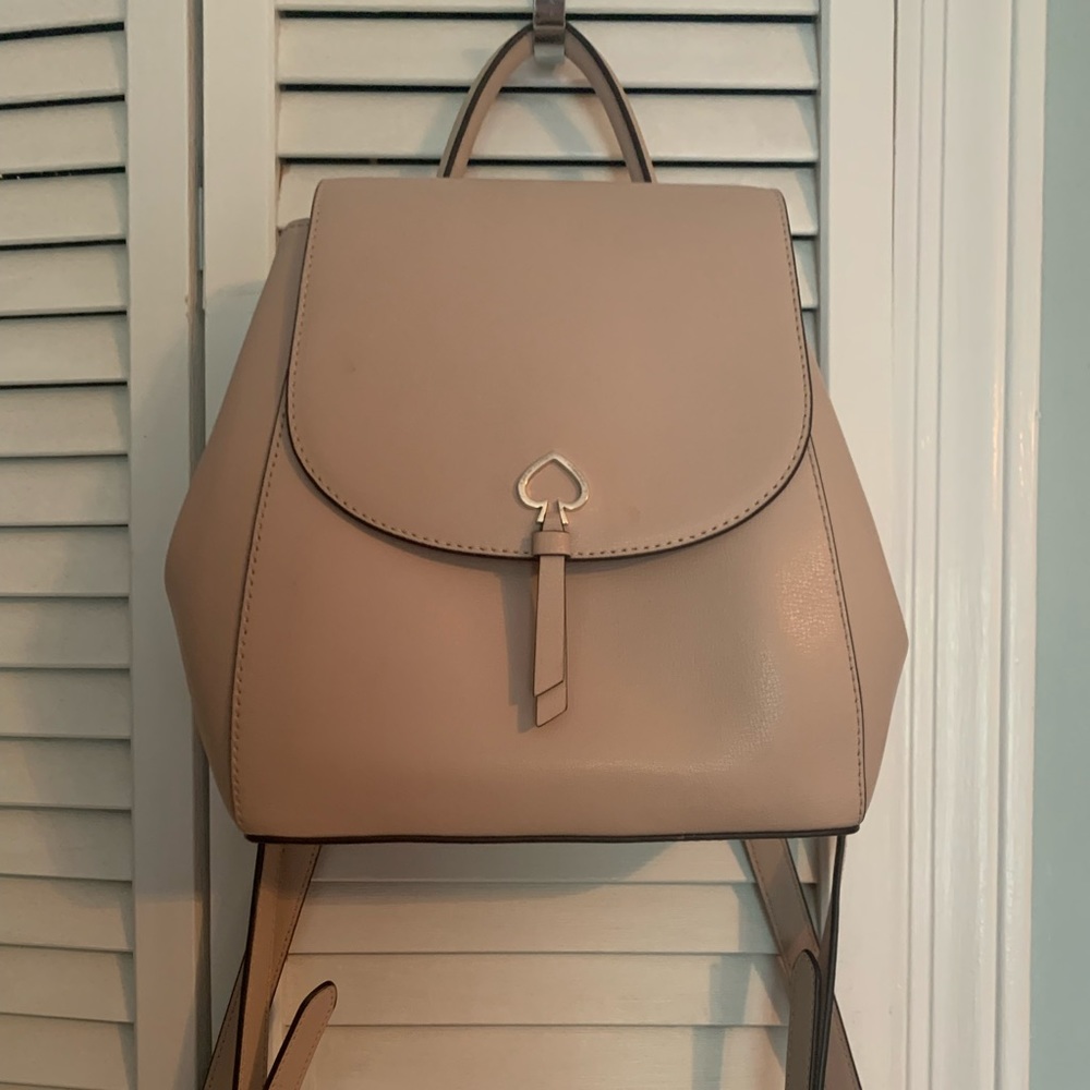 kate spade medium flap backpack, pale pink leather